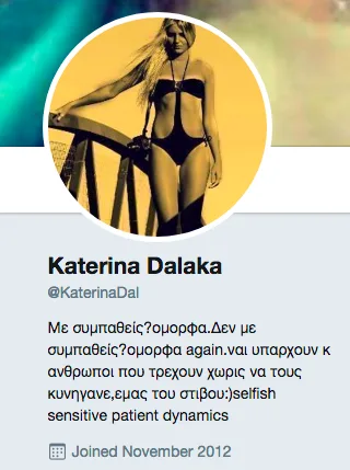 Στιγμιότυπο οθόνης από το προφίλ της Κατερίνας Δαλάκα στο Twitter.
