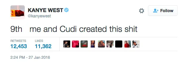 Στιγμιότυπο οθόνης από ανάρτηση του Kanye West στο Twitter.