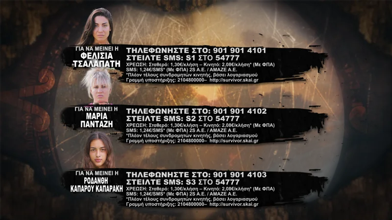 Τρεις παίκτριες του SurvivorGR σε κάρτα ψηφοφορίας για αποχώρηση.