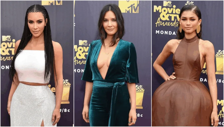 Kim Kardashian, Olivia Munn και Zendaya στα MTV Movie & TV Awards 2018.