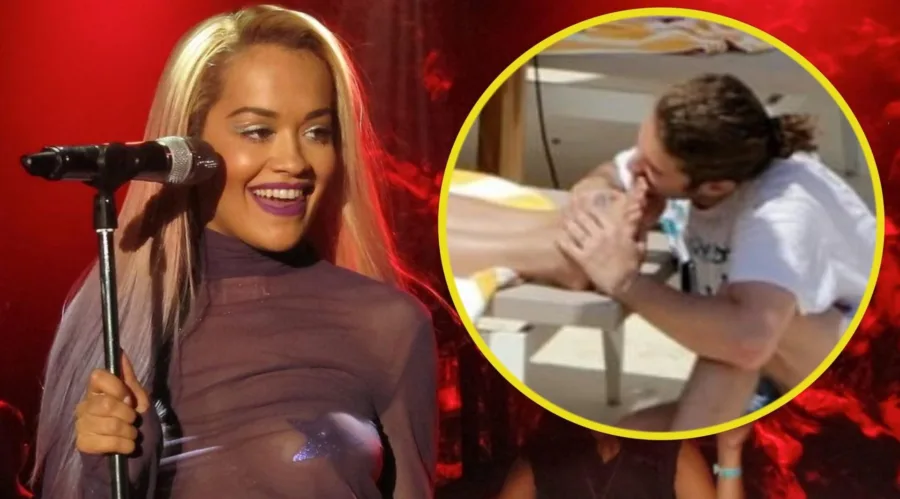 Η Rita Ora στη σκηνή και μια φωτογραφία του συντρόφου της να φιλάει ένα πόδι.