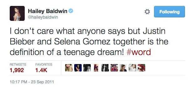 Hailey Baldwin για τον Justin και την Selena