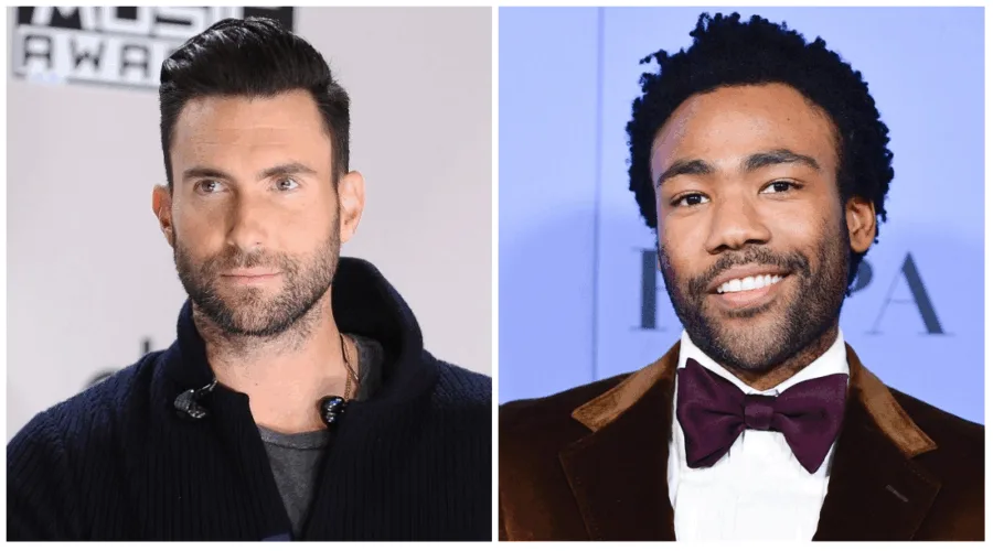Ο Adam Levine και ο Childish Gambino σε κολλάζ φωτογραφιών.