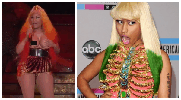 Η Nicki Minaj είχε ένα ατύχημα στη σκηνή και φάνηκε το στήθος της