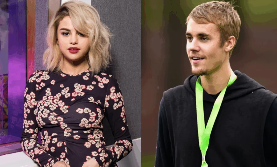 Η Selena Gomez και ο Justin Bieber σε κολλάζ φωτογραφιών.