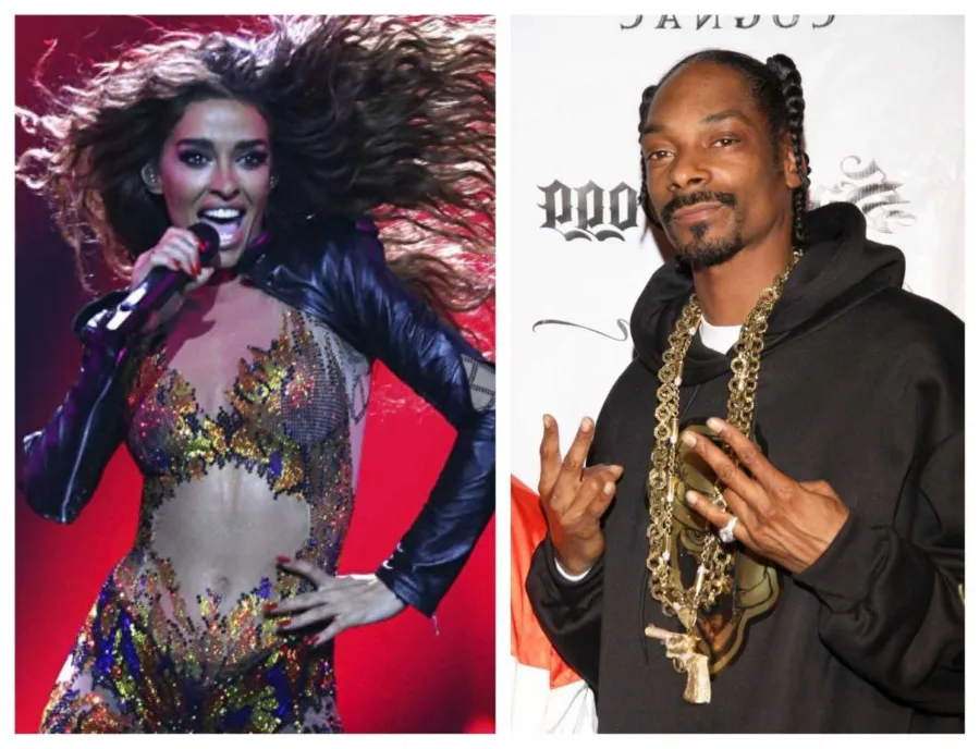 Η Ελένη Φουρέιρα στη σκηνή και ο Snoop Dogg με χρυσές αλυσίδες.