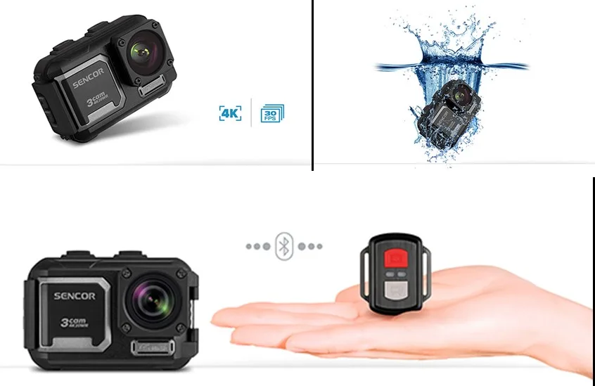 Action camera Sencor 3CAM 4K20WR σε τρεις διαφορετικές λήψεις.
