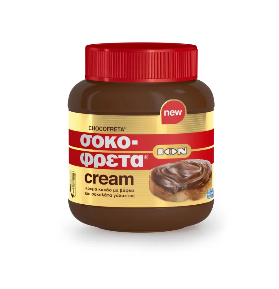 Βάζο Σοκοφρέτα Cream της ΙΟΝ με κρέμα κακάο και βάφλα.