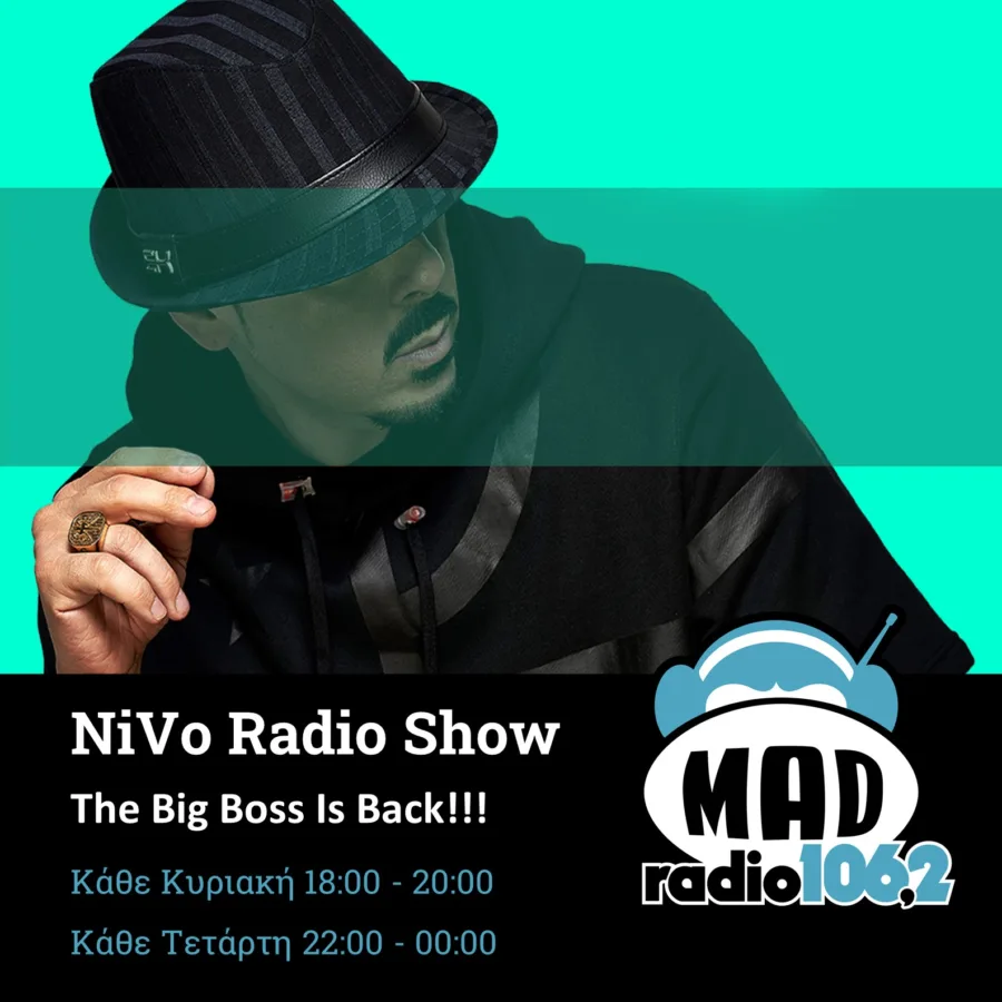Ο NiVo σε προωθητική εικόνα για το NiVo Radio Show στο Mad Radio 106.2.