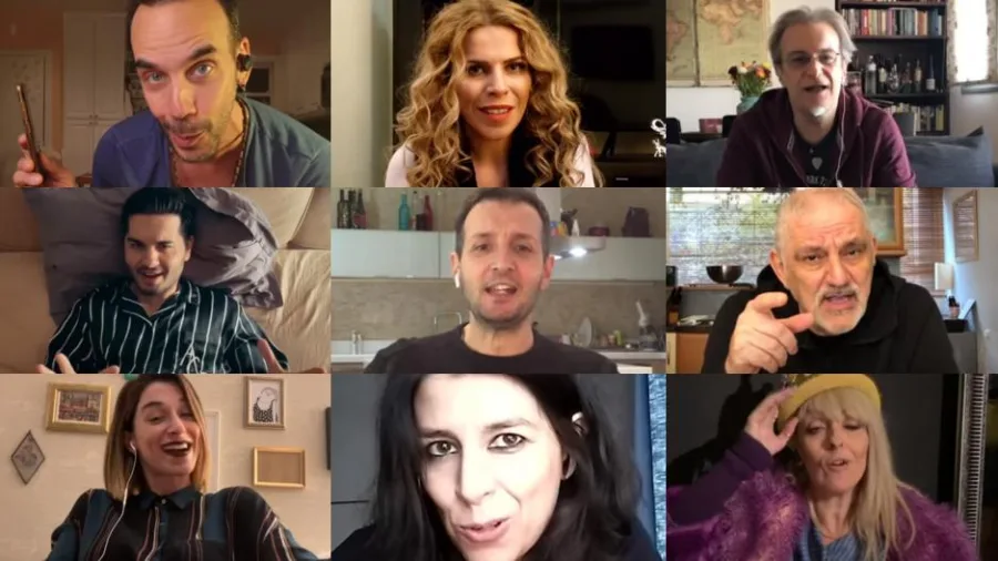 Έλληνες καλλιτέχνες σε βιντεοκλήση για το τραγούδι «Θα Κάτσω Σπίτι, 2020».