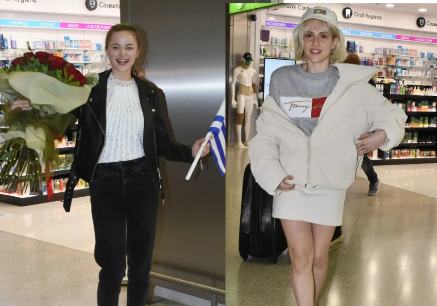 Η Stefania και η Έλενα Τσαγκρινού στο αεροδρόμιο
