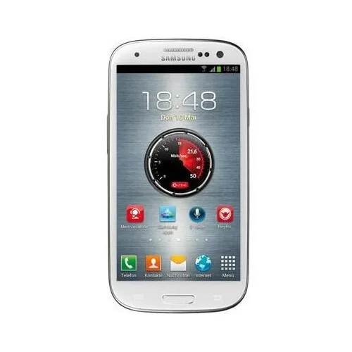 Παλιό λευκό smartphone Samsung με οθόνη που δείχνει την ώρα και εικονίδια εφαρμογών, πιθανώς αξίζει χιλιάδες ευρώ.