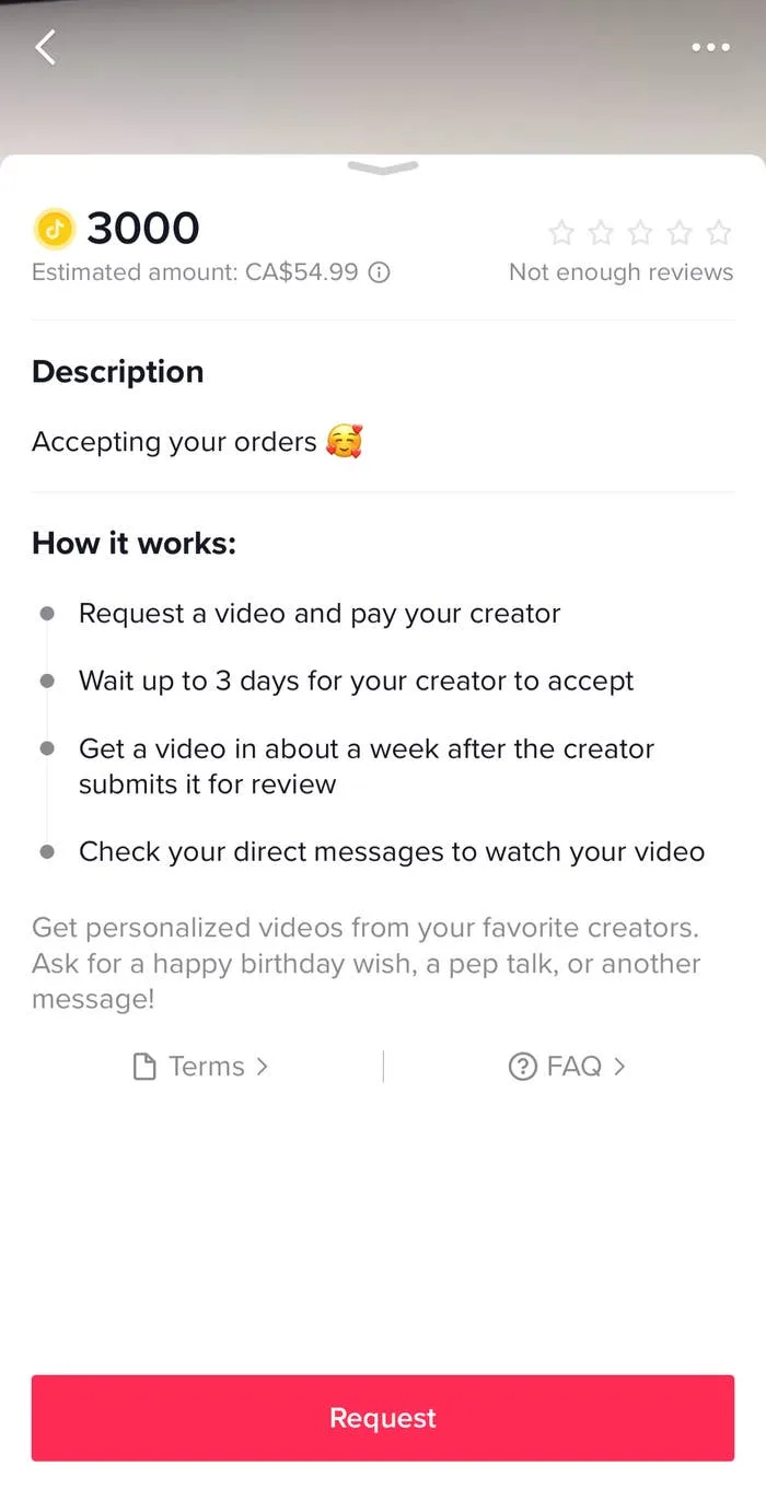 Στιγμιότυπο οθόνης από την εφαρμογή TikTok που δείχνει τη λειτουργία Shoutouts.