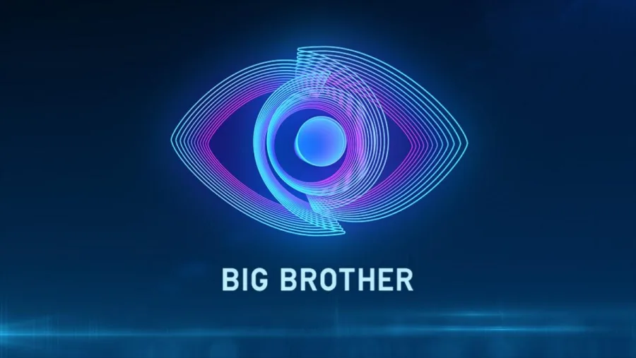 Το λογότυπο του Big Brother σε μπλε φόντο.