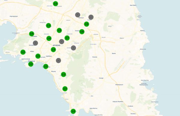 Η ατμόσφαιρα, σε πραγματικό χρόνο στο χάρτη, στο Λεκανοπέδιο Αττικής
