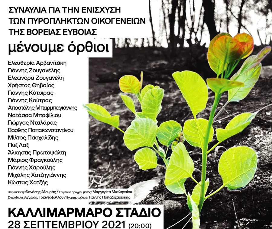 Αφίσα για τη συναυλία «Μένουμε Όρθιοι» στο Καλλιμάρμαρο Στάδιο.