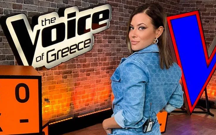 Η Λάουρα Νάργες στο πλατό του The Voice of Greece.