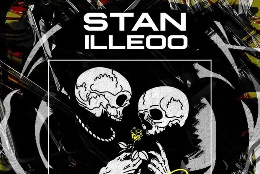 Artwork για το τραγούδι Για Δυό των STAN και iLLEOo με δύο σκελετούς και ένα κίτρινο τριαντάφυλλο.