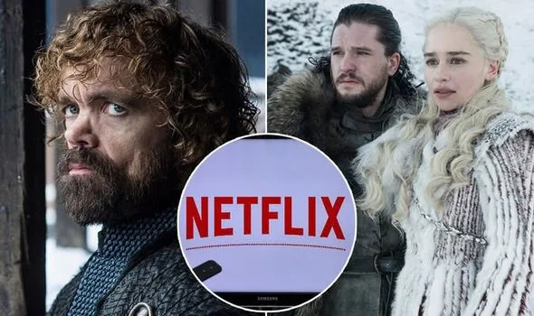 Κολάζ με χαρακτήρες από το Game of Thrones και το λογότυπο του Netflix.
