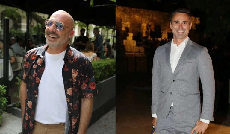 Ο Νίκος Μουτσινάς και ο Γιώργος Καπουτζίδης σε κολλάζ φωτογραφιών.