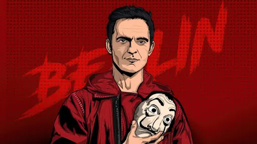 Εικονογράφηση του Berlin από τη σειρά La Casa de Papel με τη μάσκα του Νταλί.