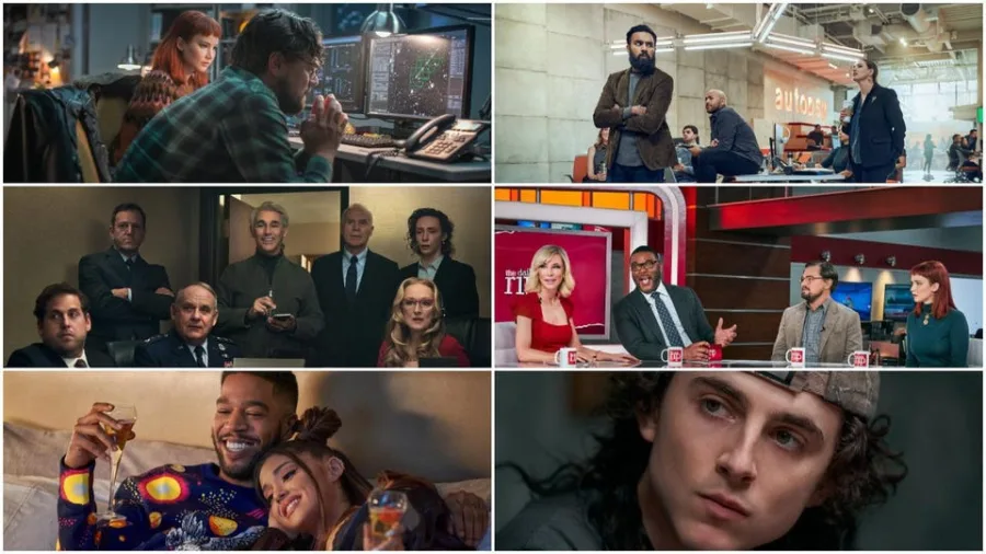 Κολάζ σκηνών από την ταινία Don’t Look Up του Netflix.
