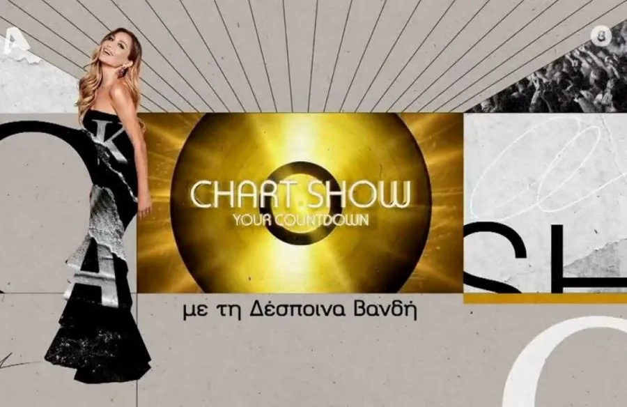 Η Δέσποινα Βανδή στην αφίσα της εκπομπής Chart Show.