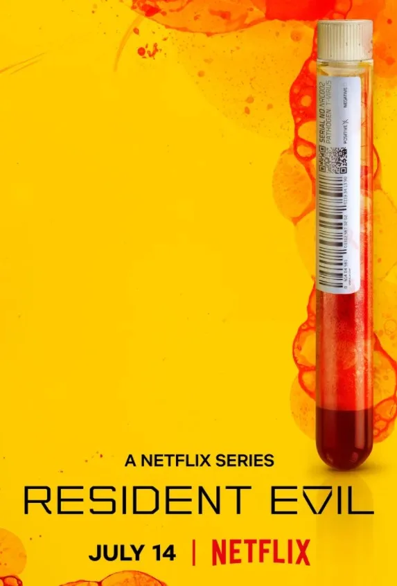 Αφίσα της σειράς Resident Evil του Netflix με δοκιμαστικό σωλήνα αίματος.