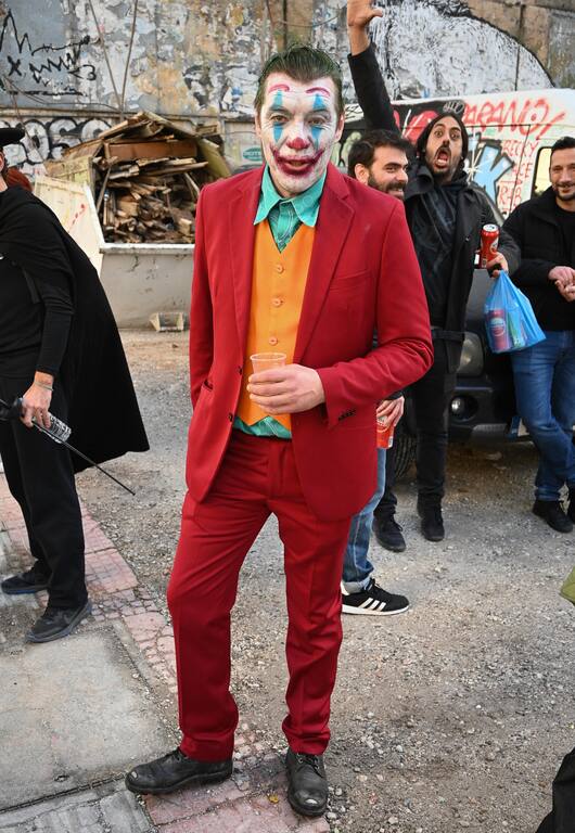Ο Γιάννης Στάνκογλου μεταμφιεσμένος σε Joker.