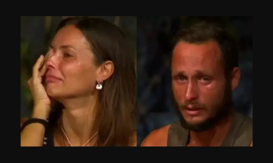 Δύο παίκτες του Survivor σε συναισθηματική φόρτιση.