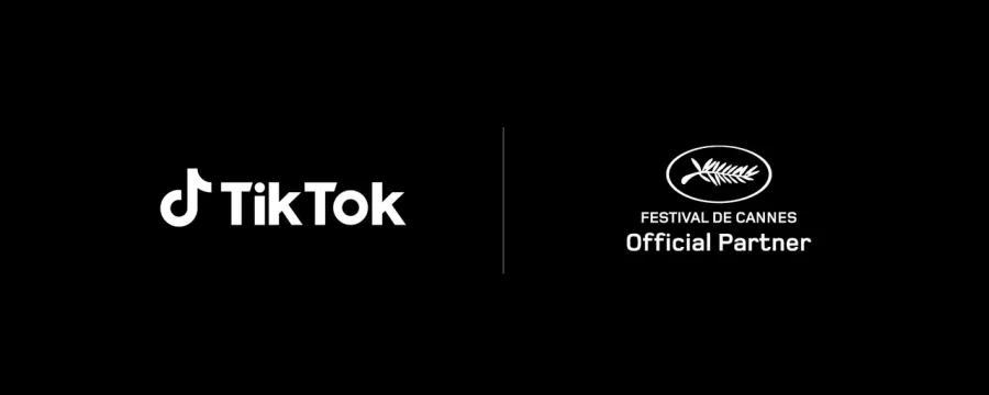 Λογότυπα TikTok και Φεστιβάλ Καννών σε μαύρο φόντο