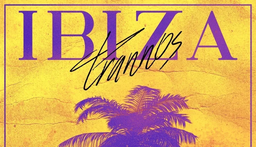 Εξώφυλλο του single Ibiza από τον Trannos με φοίνικα σε κίτρινο φόντο.