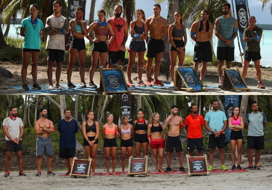 Οι δύο ομάδες του Survivor All Star σε παράταξη.