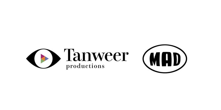 Λογότυπα Tanweer Productions και MAD σε λευκό φόντο.