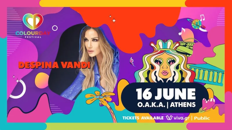 Αφίσα του Colourday Festival με τη Δέσποινα Βανδή.