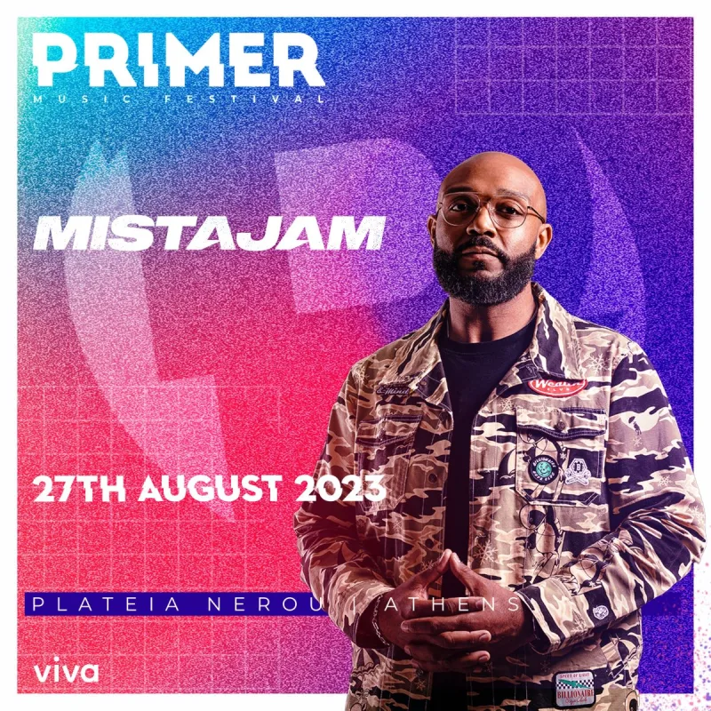Ο MistaJam σε αφίσα για το Primer Music Festival 2023.