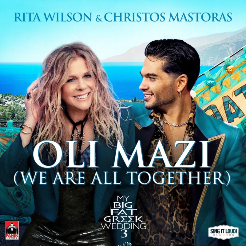 Rita Wilson και Χρήστος Μάστορας στο εξώφυλλο του τραγουδιού Oli Mazi για την ταινία My Big Fat Greek Wedding 3.