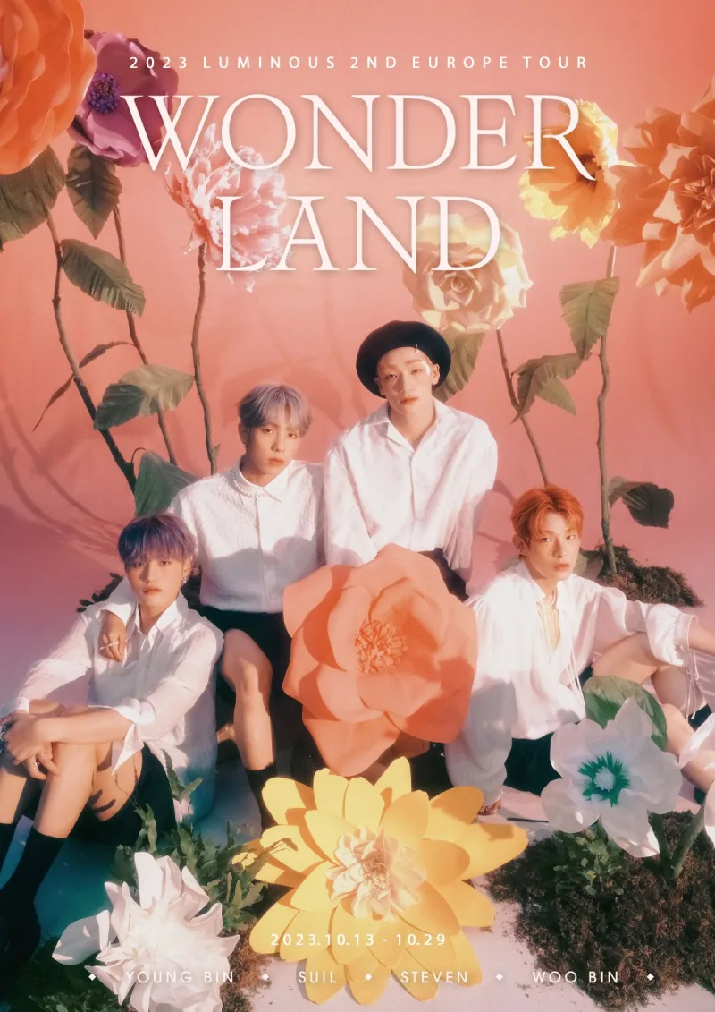 Το K-pop συγκρότημα LUMINOUS σε προωθητική φωτογραφία για την περιοδεία Wonderland.