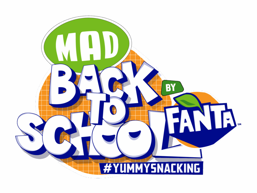 Λογότυπο MAD BACK TO SCHOOL BY FANTA με το hashtag #YUMMYSNACKING.