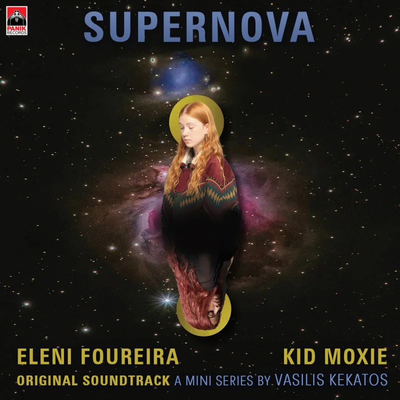 Εξώφυλλο του τραγουδιού Supernova με την Ελένη Φουρέιρα και την Kid Moxie σε φόντο διαστήματος.