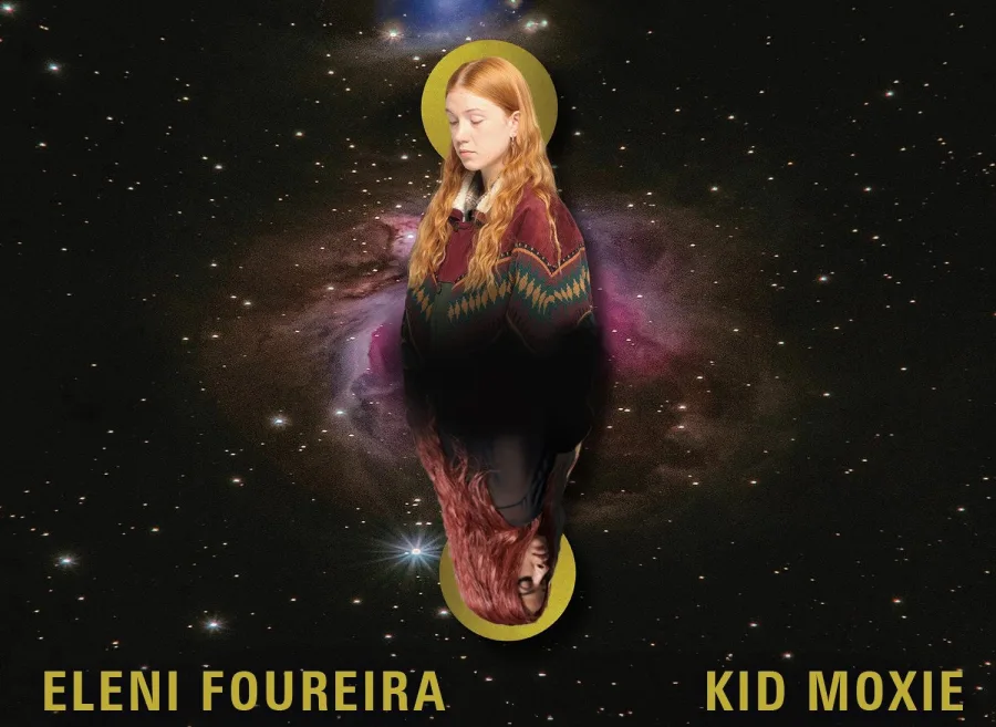 Η Ελένη Φουρέιρα και η Kid Moxie σε καλλιτεχνικό κολάζ με φόντο το διάστημα.