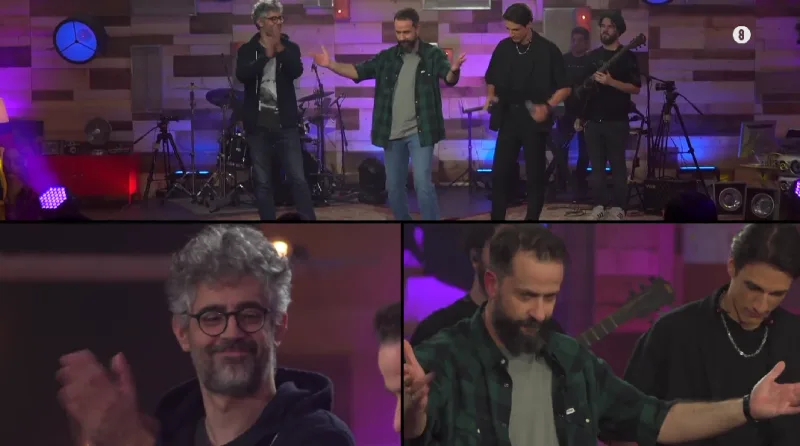 Ο Ζήσης Ρούμπος και καλεσμένοι στο πλατό της εκπομπής ΓΚΑΡΑΖ.