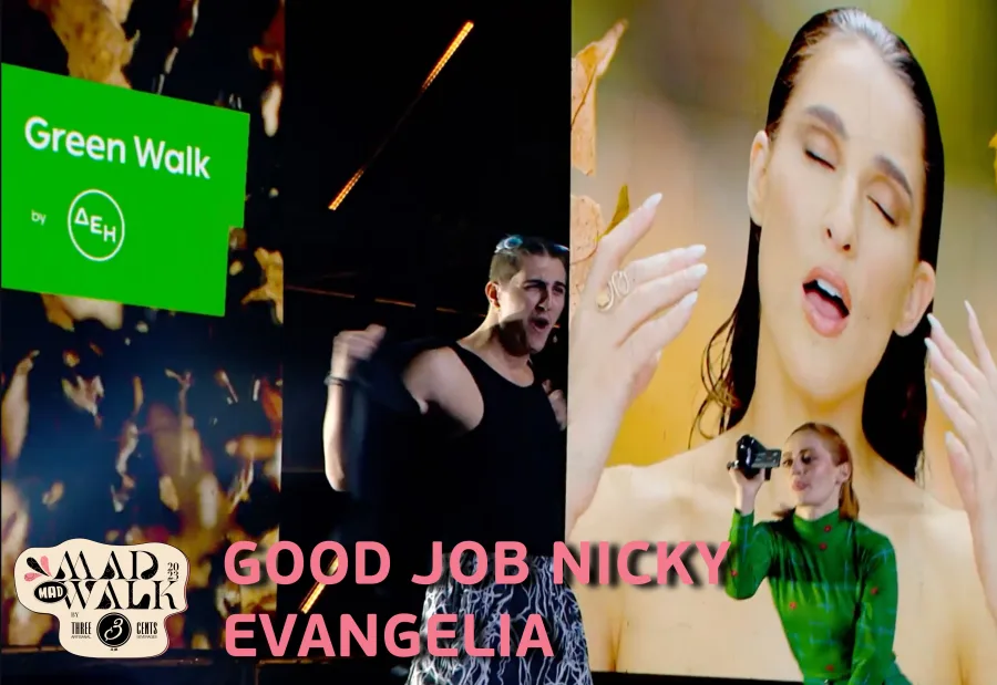 Ο Good Job Nicky και η Evangelia στη σκηνή του MadWalk 2023.