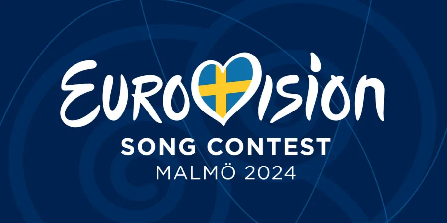 Το λογότυπο της Eurovision 2024 στο Μάλμε της Σουηδίας.
