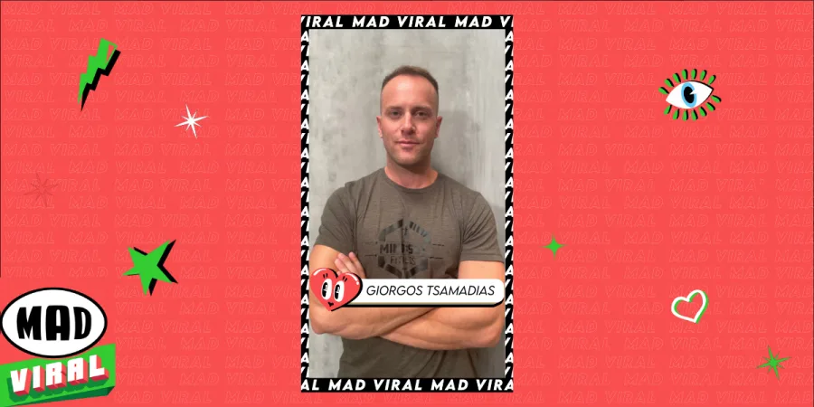 Ο fitness coach Giorgos Tsamadias σε γραφικό πλαίσιο Mad Viral.