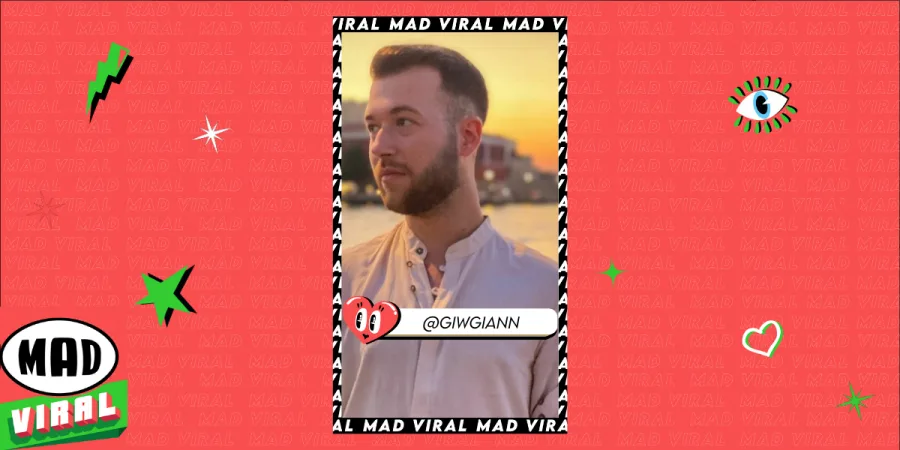 Ο TikToker @giwgiann σε γραφικό πλαίσιο Mad Viral.