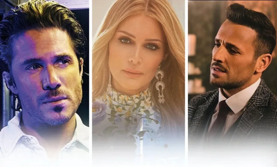 Τρεις Έλληνες τραγουδιστές σε κολάζ φωτογραφιών.