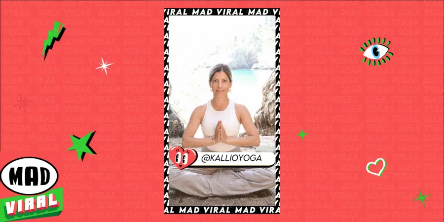 Η yoga instructor Kalliopini σε στάση διαλογισμού στο Mad Viral.