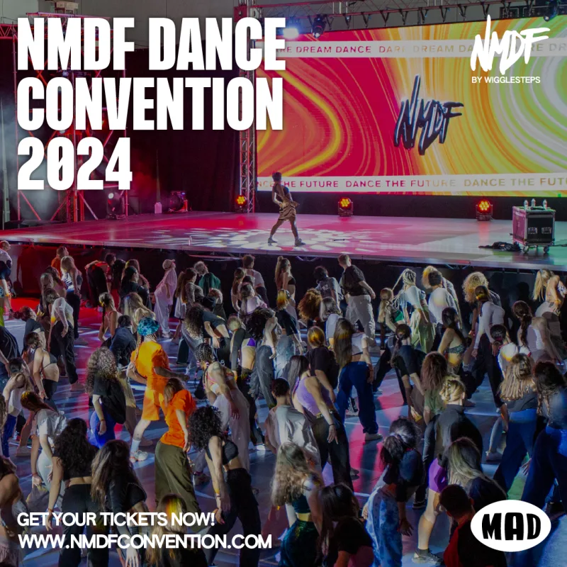 Πλήθος κόσμου σε σεμινάριο χορού NMDF Dance Convention 2024.