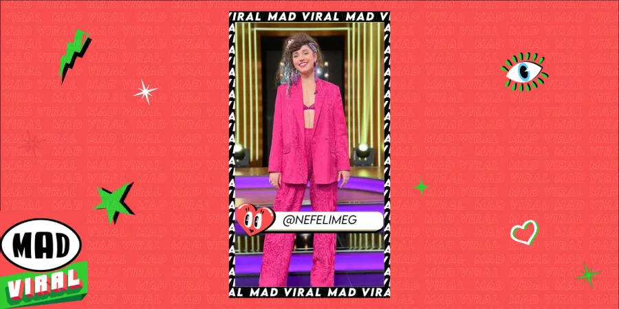 Η @nefelimeg στο Mad Viral με φούξια κοστούμι.